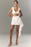 Elliatt Serena Asymmetric Taffeta Mini Skirt In White