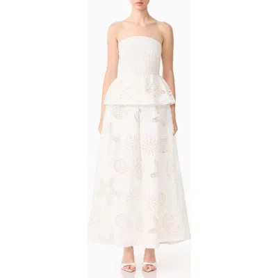Elliatt Shell Broderie Strapless Gown In White