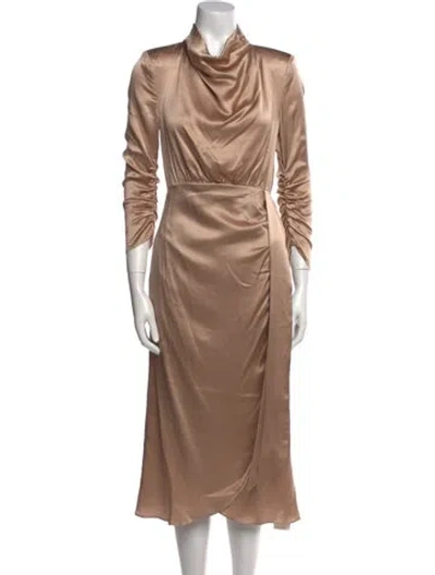 Pre-owned Elliatt Silk Midi Length Dress In Neutral