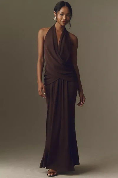 Elliatt Simone Cowl Neck Maxi Dress In Brown