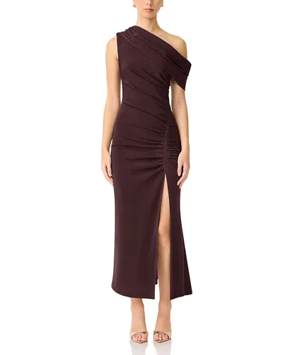 Elliatt Simone One Shoulder Maxi Dress In Brown
