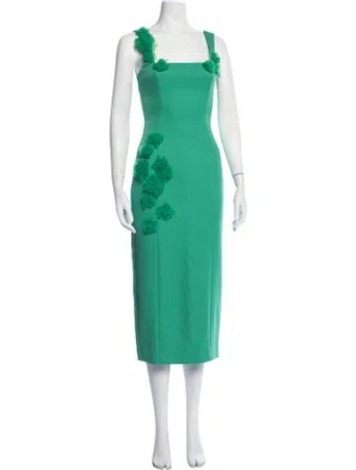 Pre-owned Elliatt Square Neckline Knee-length Dress In Green