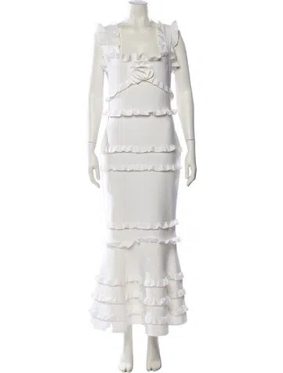 Pre-owned Elliatt Square Neckline Long Dress In White