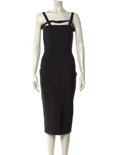 Pre-owned Elliatt Square Neckline Midi Length Dress In Black