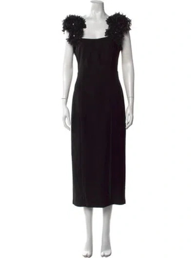 Pre-owned Elliatt Square Neckline Midi Length Dress In Black