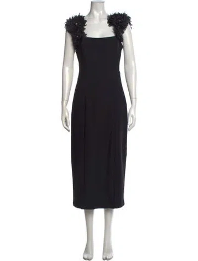 Pre-owned Elliatt Square Neckline Midi Length Dress In Black