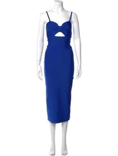 Pre-owned Elliatt Square Neckline Midi Length Dress In Blue