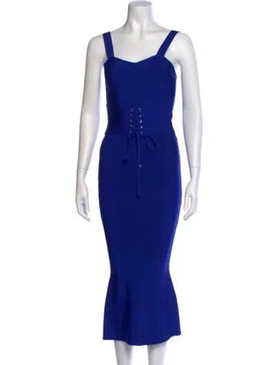 Pre-owned Elliatt Square Neckline Midi Length Dress In Blue