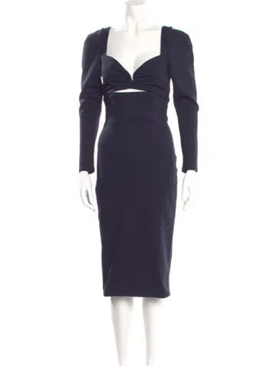 Pre-owned Elliatt Square Neckline Midi Length Dress In Blue