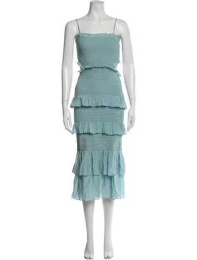 Pre-owned Elliatt Square Neckline Midi Length Dress In Blue