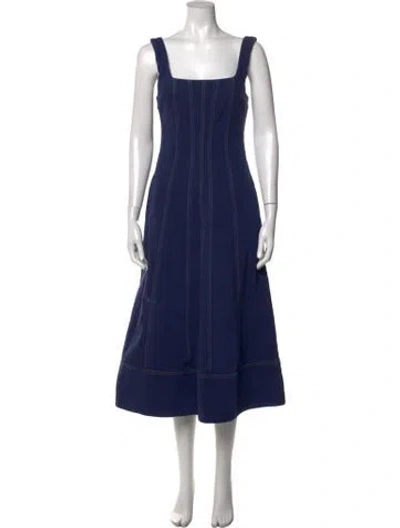 Pre-owned Elliatt Square Neckline Midi Length Dress In Blue