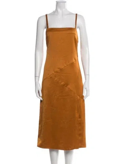 Pre-owned Elliatt Square Neckline Midi Length Dress In Orange