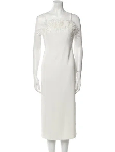 Pre-owned Elliatt Square Neckline Midi Length Dress In White