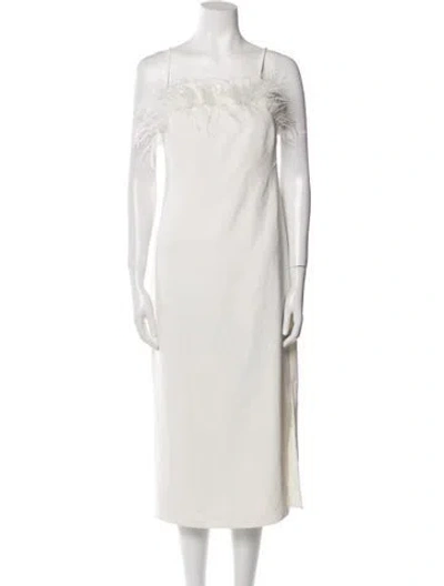 Pre-owned Elliatt Square Neckline Midi Length Dress In White