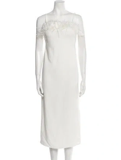Pre-owned Elliatt Square Neckline Midi Length Dress In White