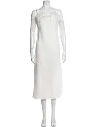 Pre-owned Elliatt Square Neckline Midi Length Dress In White