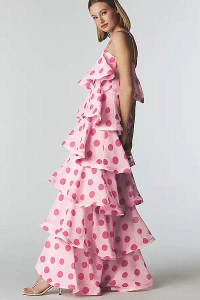 Elliatt Square-neck Tiered Ruffle Midi Dress In Multi