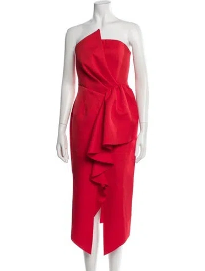 Pre-owned Elliatt Strapless Knee-length Dress In Red
