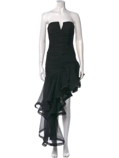 Pre-owned Elliatt Strapless Midi Length Dress In Black