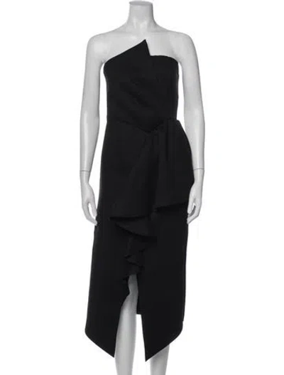 Pre-owned Elliatt Strapless Midi Length Dress In Black