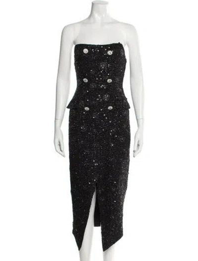 Pre-owned Elliatt Strapless Midi Length Dress In Black