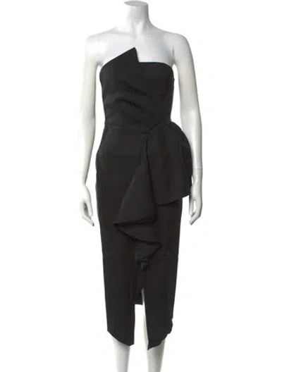Pre-owned Elliatt Strapless Midi Length Dress In Black