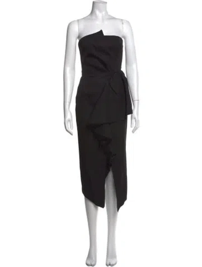 Pre-owned Elliatt Strapless Midi Length Dress In Black