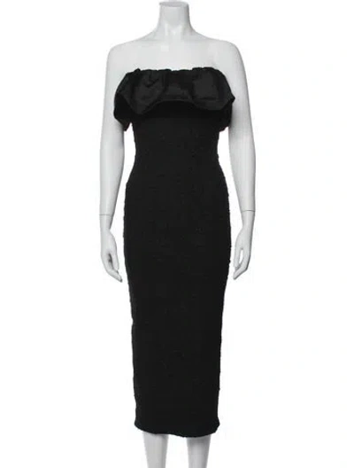 Pre-owned Elliatt Strapless Midi Length Dress In Black