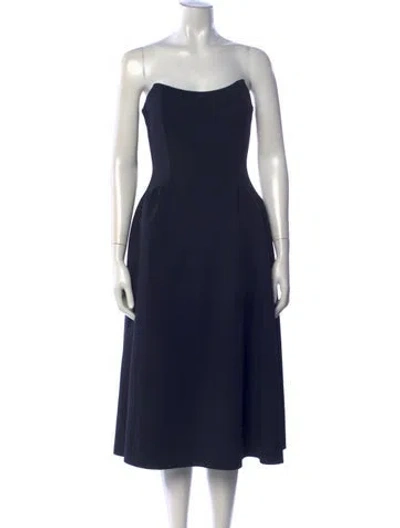 Pre-owned Elliatt Strapless Midi Length Dress In Blue