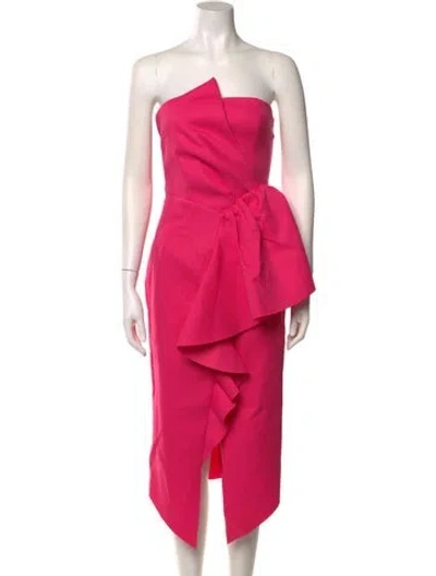 Pre-owned Elliatt Strapless Midi Length Dress In Pink