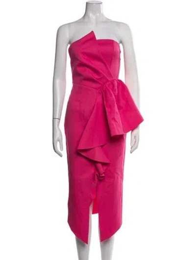 Pre-owned Elliatt Strapless Midi Length Dress In Pink