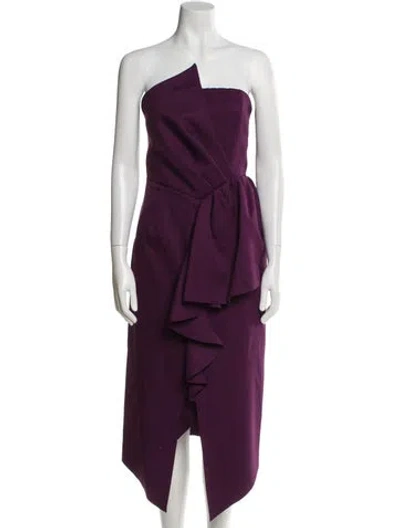 Pre-owned Elliatt Strapless Midi Length Dress In Purple