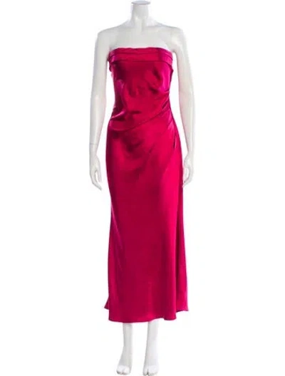 Pre-owned Elliatt Strapless Midi Length Dress In Red