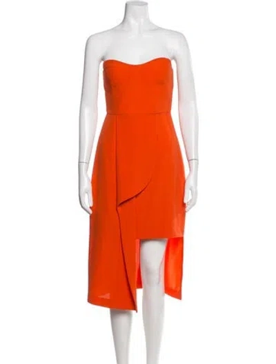 Pre-owned Elliatt Strapless Midi Length Dress In Red
