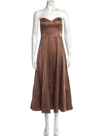 Pre-owned Elliatt Strapless Midi Length Dress W/ Tags In Brown