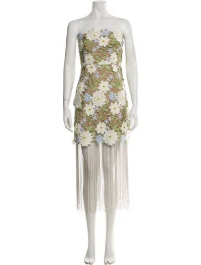 Pre-owned Elliatt Strapless Midi Length Dress In White