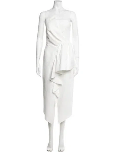 Pre-owned Elliatt Strapless Midi Length Dress In White