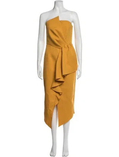 Pre-owned Elliatt Strapless Midi Length Dress In Yellow