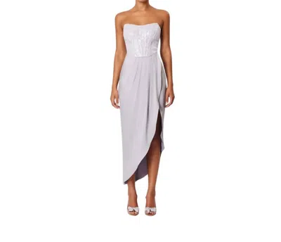 Elliatt Strapless Sequin Bodice Midi Dress In Ash Lilac In Multi