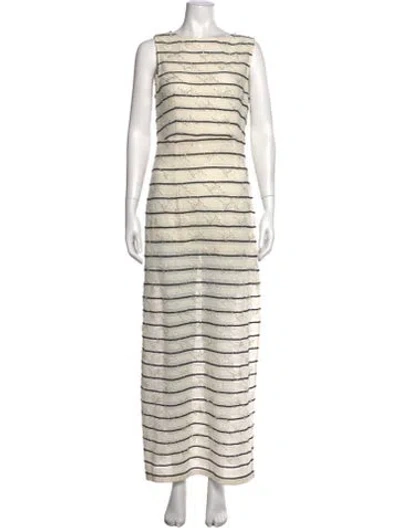 Pre-owned Elliatt Striped Long Dress In Neutrals