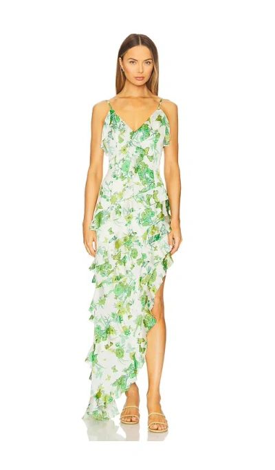 Elliatt Tess Asymmetrical Maxi Dress In Green