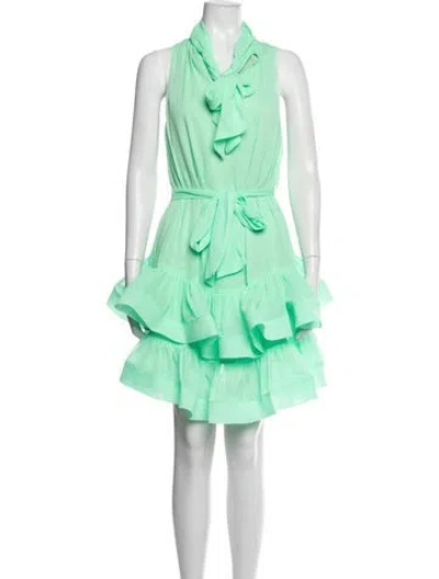 Pre-owned Elliatt Tie Neck Mini Dress W/ Tags In Blue/green