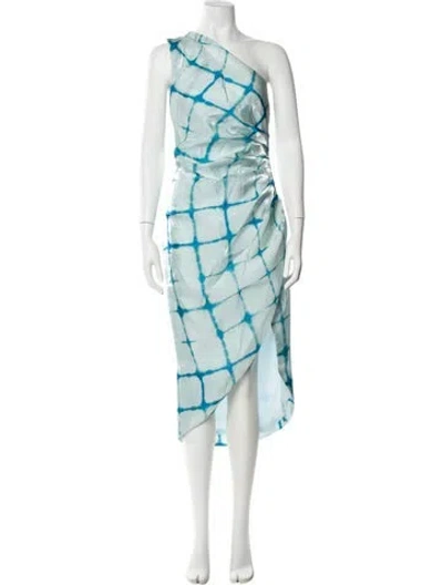 Pre-owned Elliatt Tie-dye Print Long Dress In Blue
