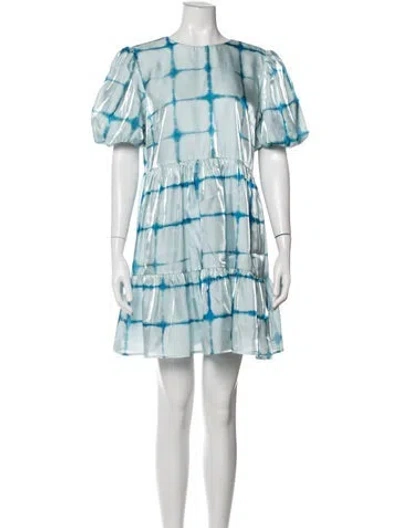 Pre-owned Elliatt Tie-dye Print Mini Dress In Blue
