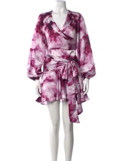 Pre-owned Elliatt Tie-dye Print Mini Dress In Purple