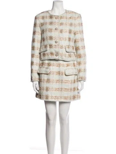 Pre-owned Elliatt Tweed Pattern Pleated Accents Skirt Suit W/ Tags In Multicolor