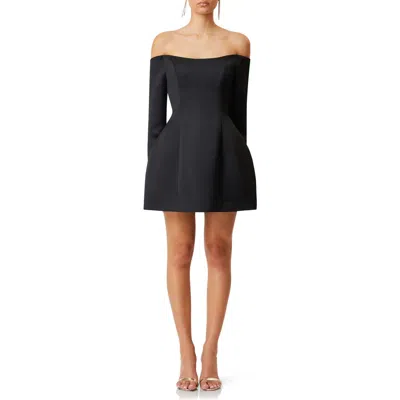 Elliatt Vida Off The Shoulder Long Sleeve Cocktail Minidress In Black