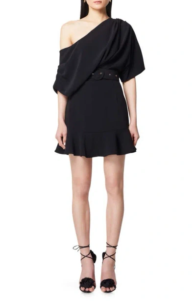 Elliatt Vigo One-shoulder Belted Minidress In Black