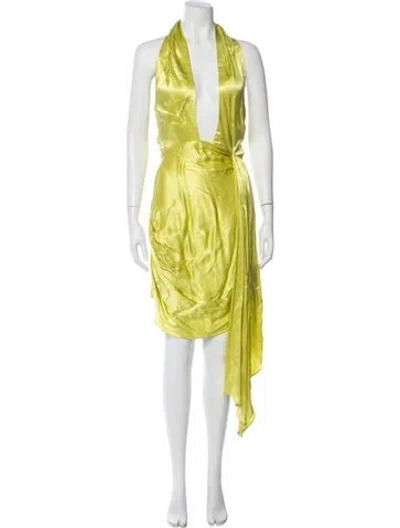 Pre-owned Elliatt V-neck Knee-length Dress In Green