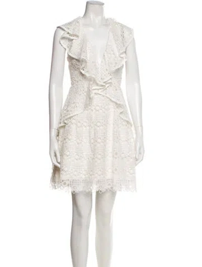 Pre-owned Elliatt V-neck Knee-length Dress In White